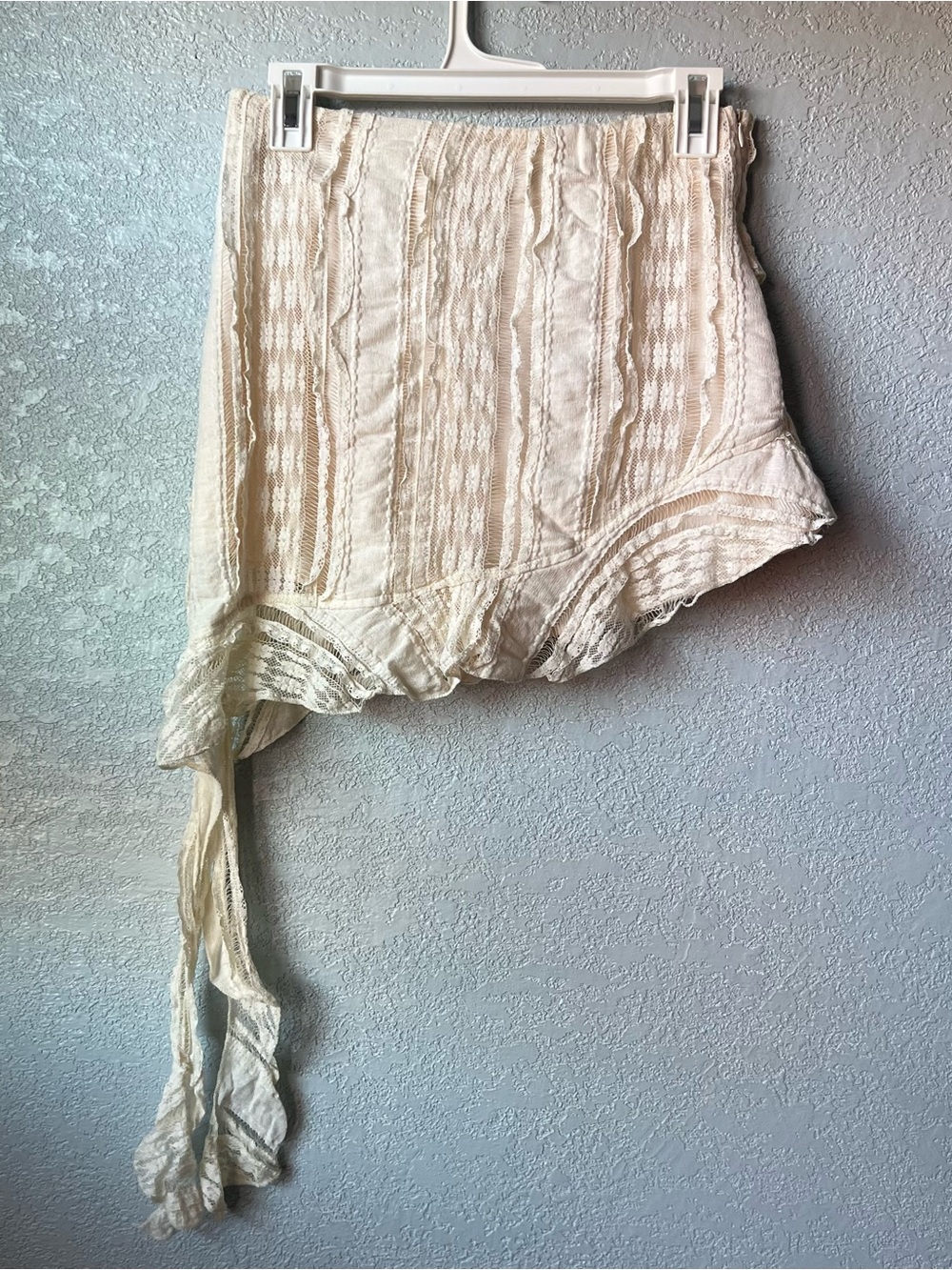 Y2K Boho Ivory Lace Handkerchief Wrap Skort Women’s Fairy Grunge Festival L